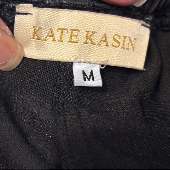 Kate Kasin Metallic Shiny Black Shorts - Picture 5 of 7